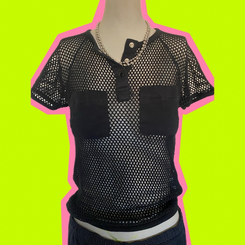 80s Netted Henley Tee